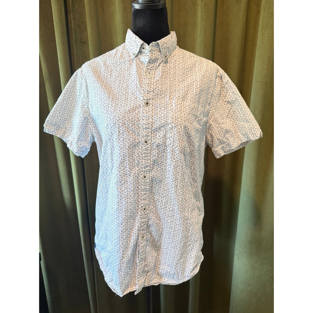Denim & Flower Ricky Singh Mens Slim Fit Short Sleeve Floral Button Down Shirt M